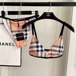 Burberry Beige and Black Check Bikini
